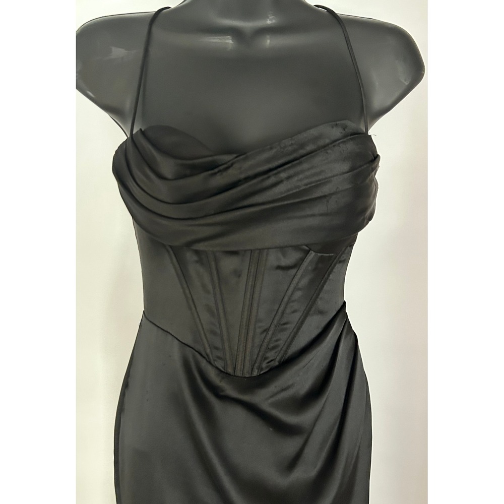 GB Black Corset Strappy Ruched Long Gown Dress Prom Homecoming Junior‎ Size 3 - Picture 3 of 16